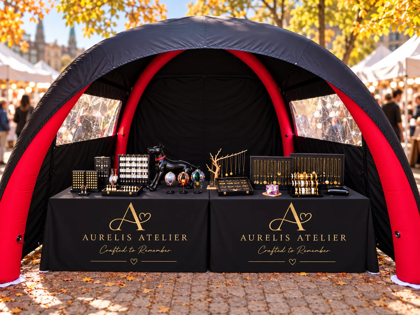 Marktstand von Aurelis Atelier mit Ketten, Armbändern und Anhängern